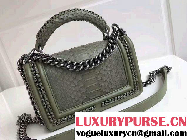 Chanel Python Chain Top Handle Boy Flap Small Bag 2017