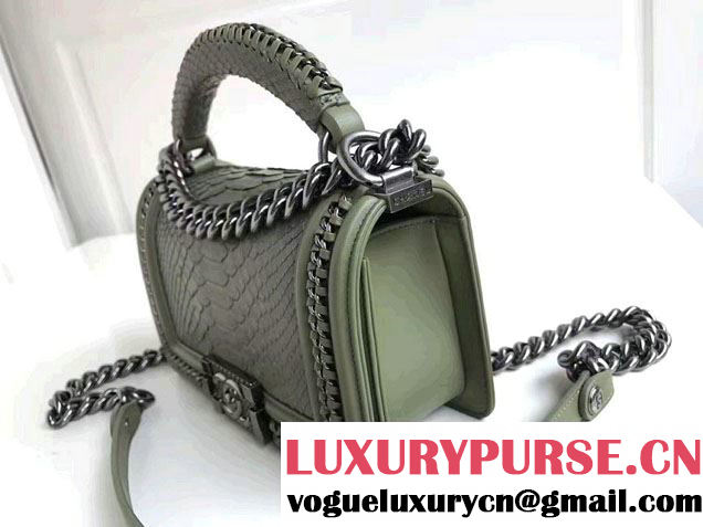 Chanel Python Chain Top Handle Boy Flap Small Bag 2017