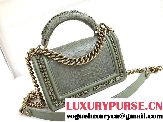 Chanel Python Chain Top Handle Boy Flap Small Bag 2017