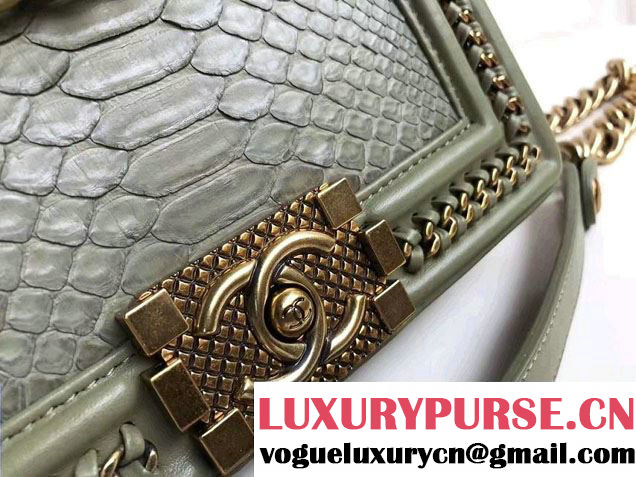 Chanel Python Chain Top Handle Boy Flap Small Bag 2017