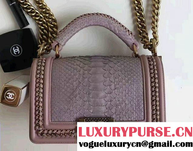 Chanel Python Chain Top Handle Boy Flap Small Bag 2017