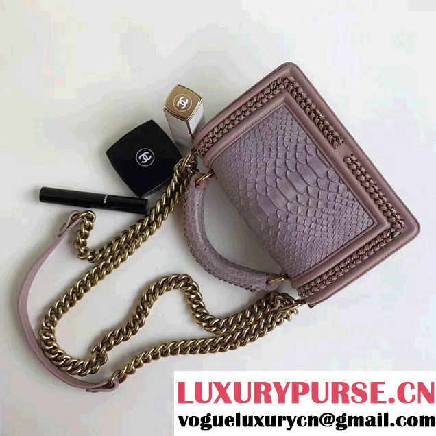 Chanel Python Chain Top Handle Boy Flap Small Bag 2017