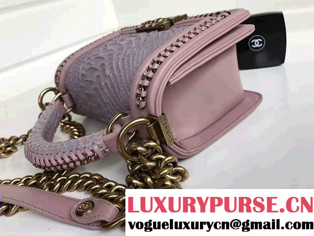 Chanel Python Chain Top Handle Boy Flap Small Bag 2017