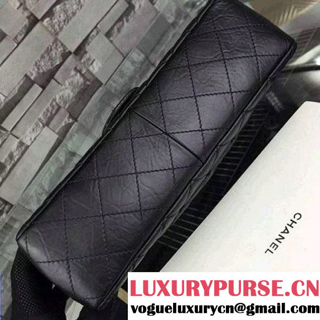 Chanel 2.55 Medium226  Aged Calfskin Flap Bag In Back With SHW. (2A058-052805 )