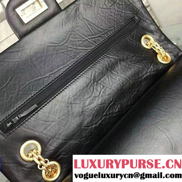 Chanel 2.55 Medium226  Aged Calfskin Flap Bag In Back With GHW. (2A058-052806 )