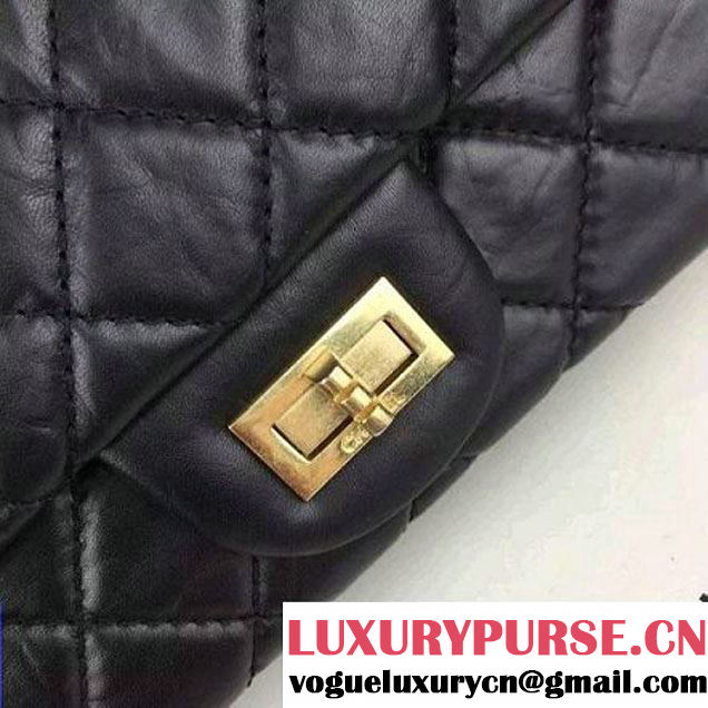 Chanel 2.55 Medium226  Aged Calfskin Flap Bag In Back With GHW. (2A058-052806 )
