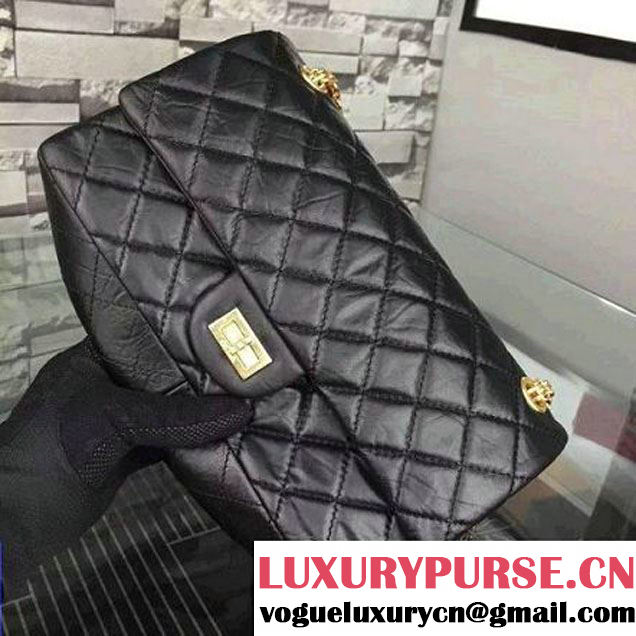Chanel 2.55 Medium226  Aged Calfskin Flap Bag In Back With GHW. (2A058-052806 )