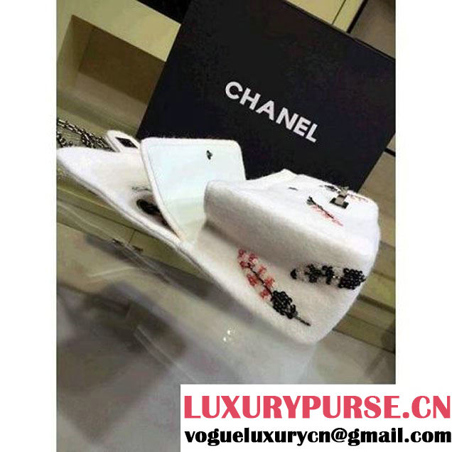 Chanel Felt 2.55 Flap Bag Embroidered with Butterfly and Feather A37586 Paris-Salzburg 2014/15 (2a143-071605 )