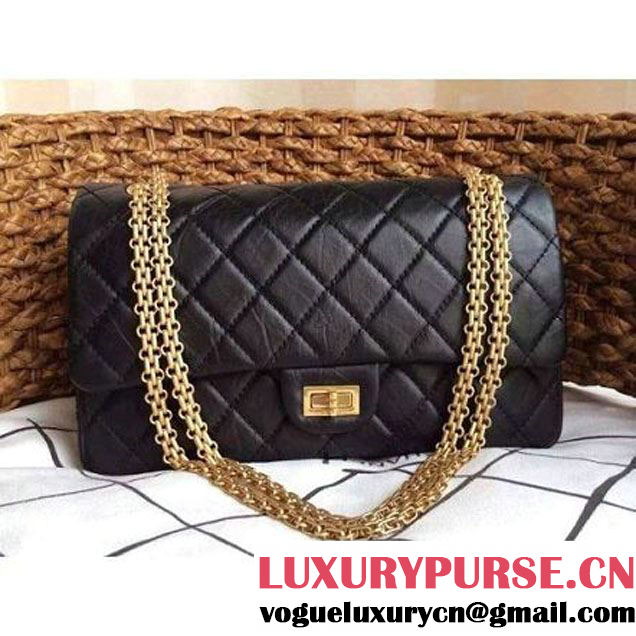 Chanel 2.55 Medium226 Reissue Bag Black Elephant Veins Leather(Gold Hardware) (1a086-080113 )