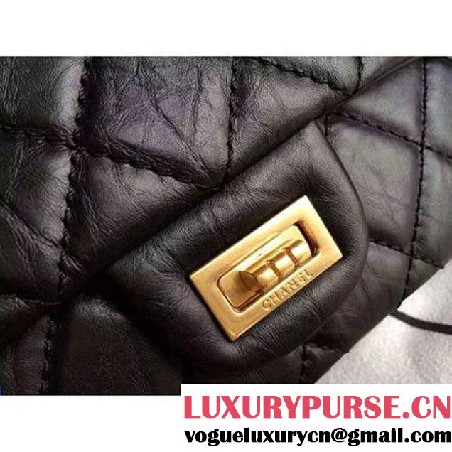 Chanel 2.55 Medium226 Reissue Bag Black Elephant Veins Leather(Gold Hardware) (1a086-080113 )