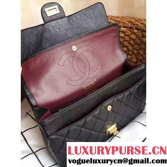 Chanel 2.55 Medium226 Reissue Bag Black Elephant Veins Leather(Gold Hardware) (1a086-080113 )