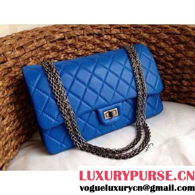 Chanel 2.55 Medium226 or Jumbo227 Reissue Bag Blue Elephant Veins Leather (1a086-080114 )