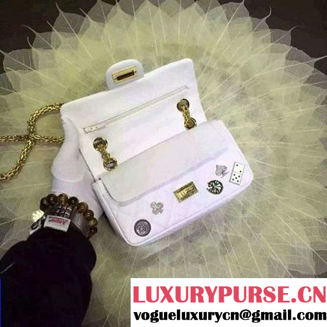 Chanel 2.55 Embellished With Casino Badges White 20cm 2016 (2A057-6012103 )