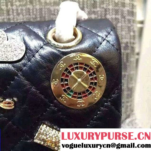 Chanel 2.55 Embellished With Casino Badges Black 25cm 2016 (2A057-6012106 )