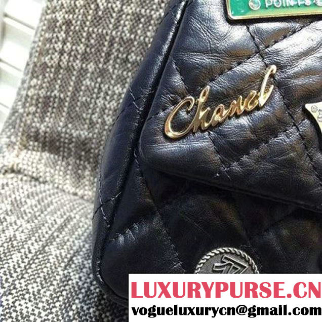 Chanel 2.55 Embellished With Casino Badges Black 25cm 2016 (2A057-6012106 )