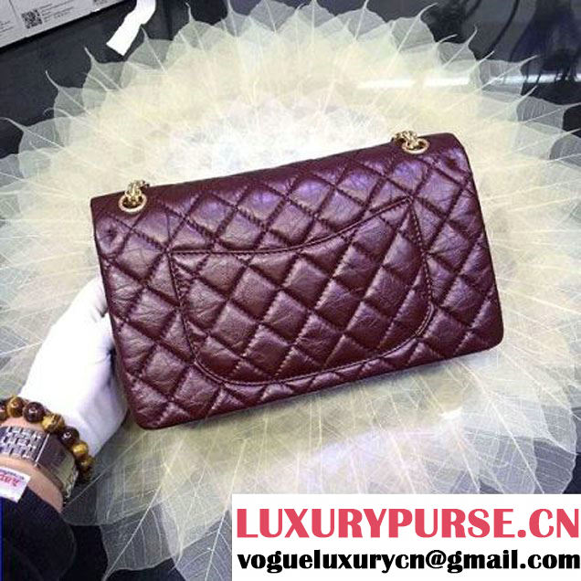 Chanel 2.55 Medium226 Double Flap Bag In Burgundy Aged Calfskin(GH) (2A057-6031812 )