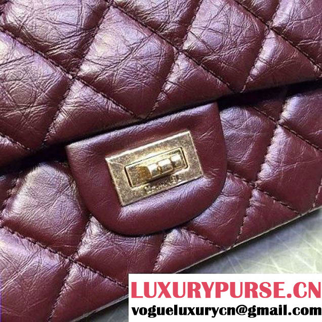 Chanel 2.55 Medium226 Double Flap Bag In Burgundy Aged Calfskin(GH) (2A057-6031812 )