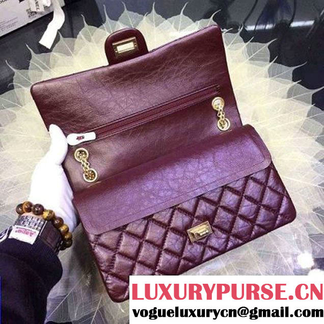 Chanel 2.55 Medium226 Double Flap Bag In Burgundy Aged Calfskin(GH) (2A057-6031812 )