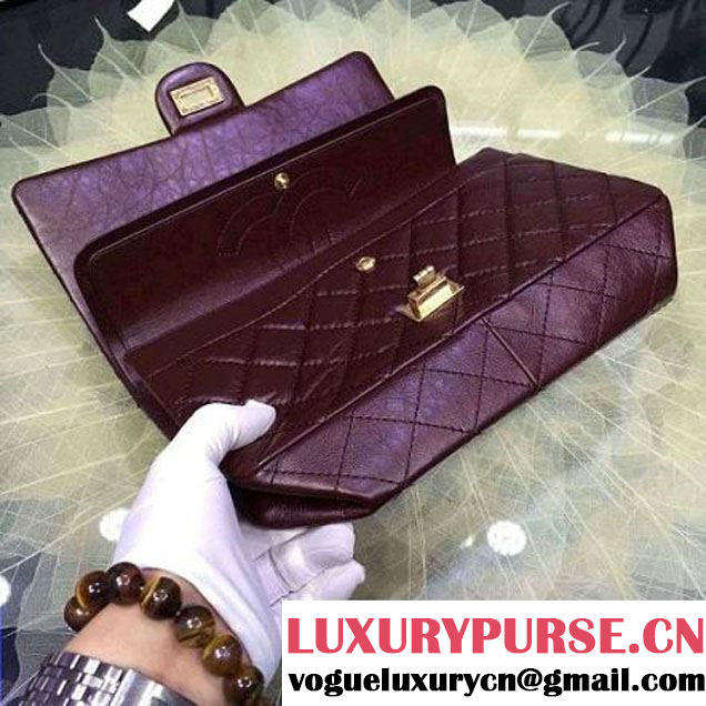 Chanel 2.55 Medium226 Double Flap Bag In Burgundy Aged Calfskin(GH) (2A057-6031812 )