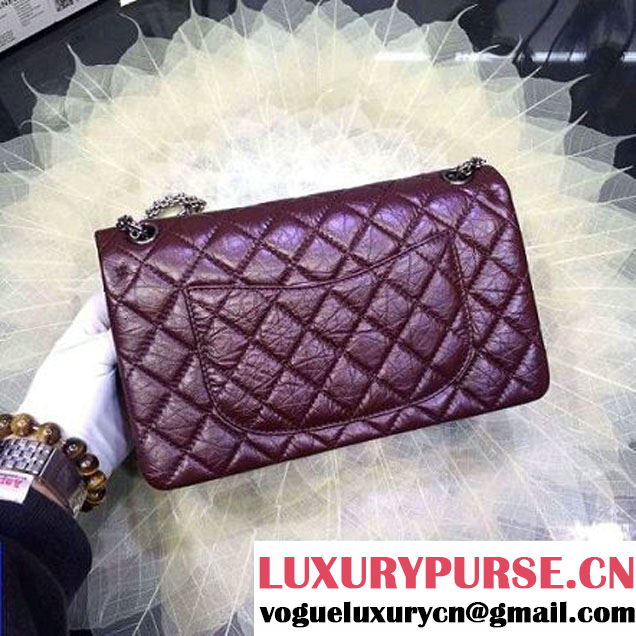 Chanel 2.55 Medium226 Double Flap Bag In Burgundy Aged Calfskin(SH) (2A057-6031813 )