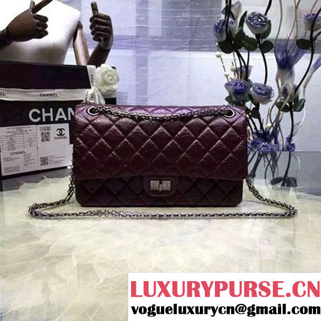Chanel 2.55 Medium226 Double Flap Bag In Burgundy Aged Calfskin(SH) (2A057-6031813 )