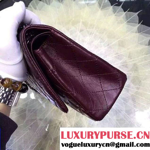 Chanel 2.55 Medium226 Double Flap Bag In Burgundy Aged Calfskin(SH) (2A057-6031813 )