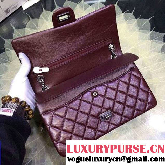 Chanel 2.55 Medium226 Double Flap Bag In Burgundy Aged Calfskin(SH) (2A057-6031813 )