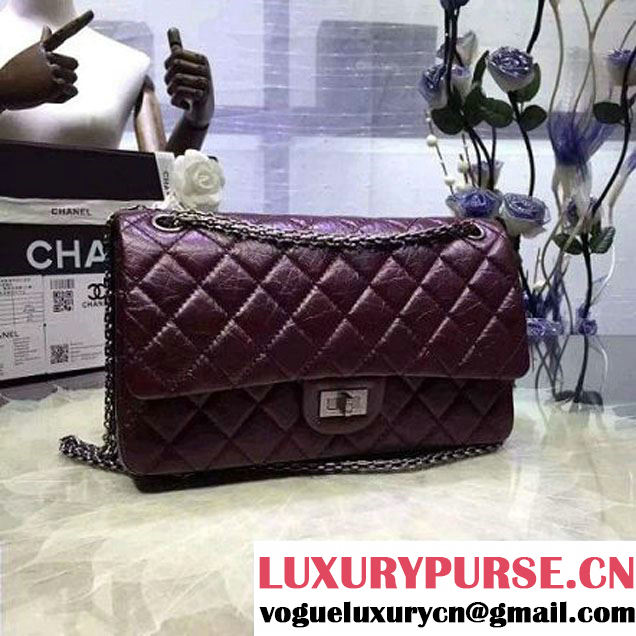 Chanel 2.55 Medium226 Double Flap Bag In Burgundy Aged Calfskin(SH) (2A057-6031813 )