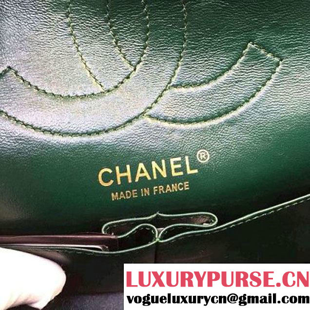 Chanel 2.55 Medium226 Double Flap Bag In Green Aged Calfskin(GH) (2A057-6031814 )