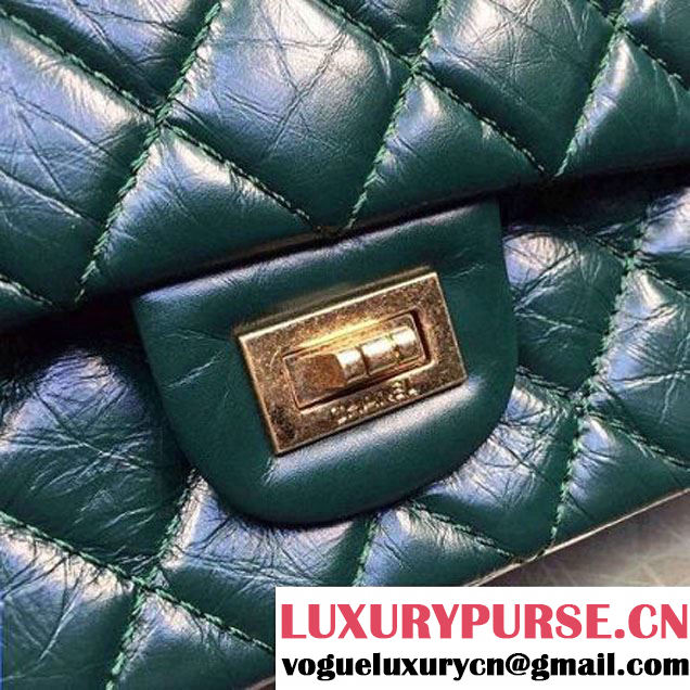 Chanel 2.55 Medium226 Double Flap Bag In Green Aged Calfskin(GH) (2A057-6031814 )