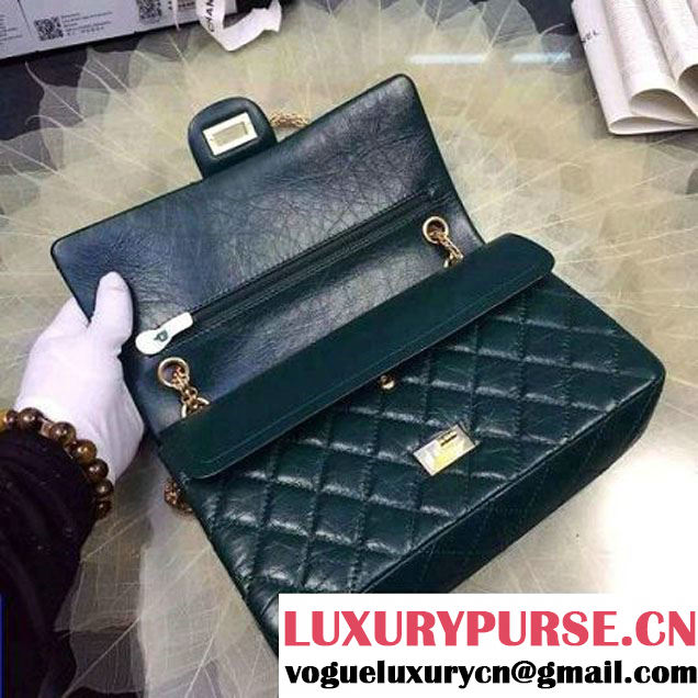 Chanel 2.55 Medium226 Double Flap Bag In Green Aged Calfskin(GH) (2A057-6031814 )