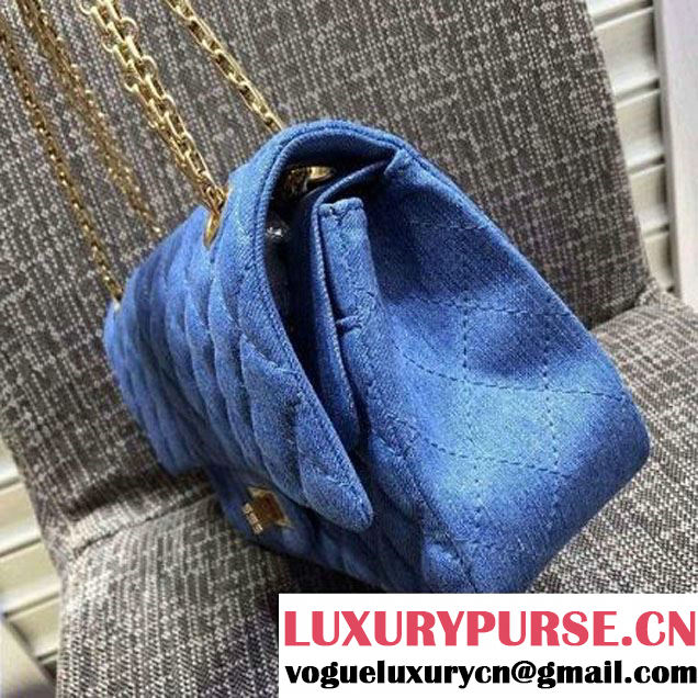 Chanel Washed Denim 2.55 Flap Bag 25cm Light Blue Pre-S/S 2016 (FTH-6042018 )