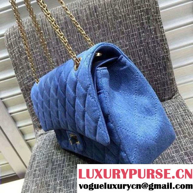 Chanel Washed Denim 2.55 Flap Bag 28cm Light Blue Pre-S/S 2016 (FTH-6042020 )