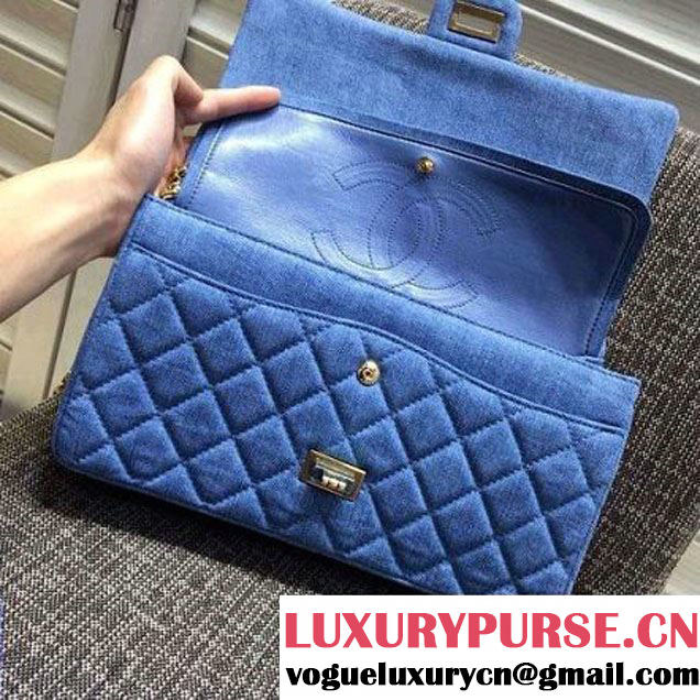Chanel Washed Denim 2.55 Flap Bag 28cm Light Blue Pre-S/S 2016 (FTH-6042020 )