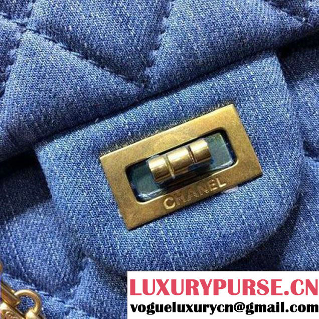 Chanel Washed Denim 2.55 Flap Bag 28cm Light Blue Pre-S/S 2016 (FTH-6042020 )