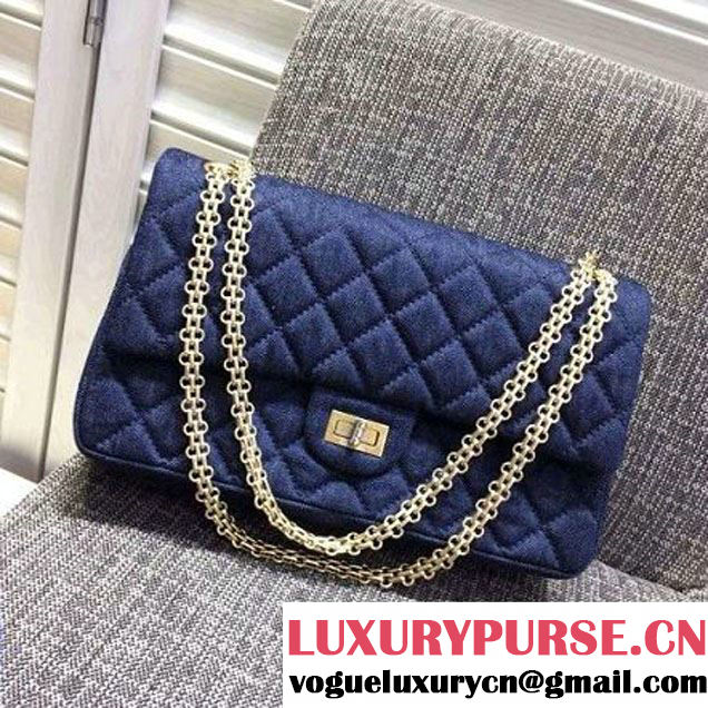 Chanel Washed Denim 2.55 Flap Bag 28cm Blue Pre-S/S 2016 (FTH-6042021 )