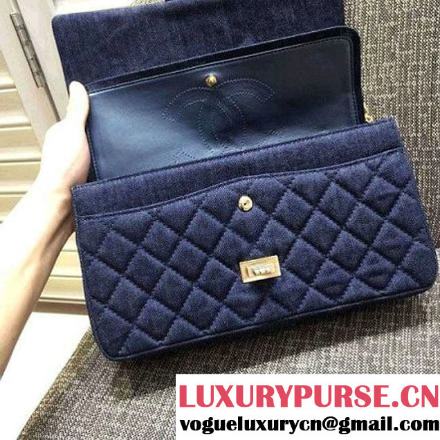 Chanel Washed Denim 2.55 Flap Bag 28cm  Blue Pre-S/S 2016 (FTH-6042021 )