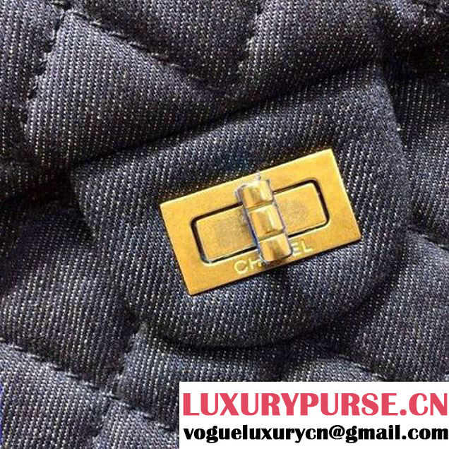 Chanel Washed Denim 2.55 Flap Bag 28cm  Blue Pre-S/S 2016 (FTH-6042021 )