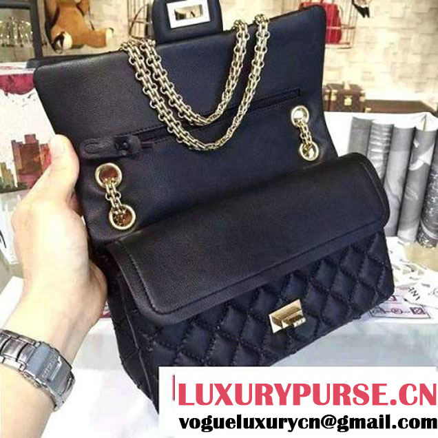 Chanel Large Stitch Calfskin 2.55 Reissue Size 225 Classic Flap Bag Black(GH) 2016 (2A057-6052315 )