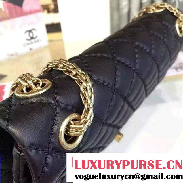 Chanel Large Stitch Calfskin 2.55 Reissue Size 225 Classic Flap Bag Black(GH) 2016 (2A057-6052315 )
