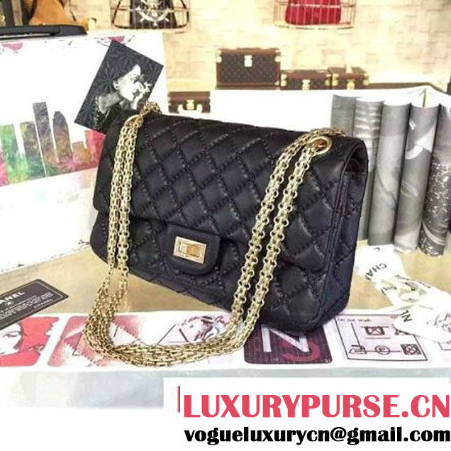 Chanel Large Stitch Calfskin 2.55 Reissue Size 225 Classic Flap Bag Black(GH) 2016 (2A057-6052315 )