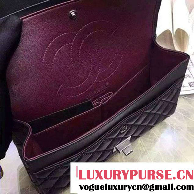Chanel Large Stitch Calfskin 2.55 Reissue Size 225 Classic Flap Bag Black(SH) 2016 (2A057-6052316 )