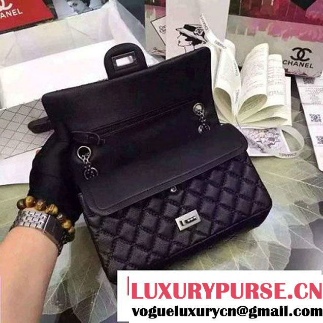 Chanel Large Stitch Calfskin 2.55 Reissue Size 225 Classic Flap Bag Black(SH) 2016 (2A057-6052316 )