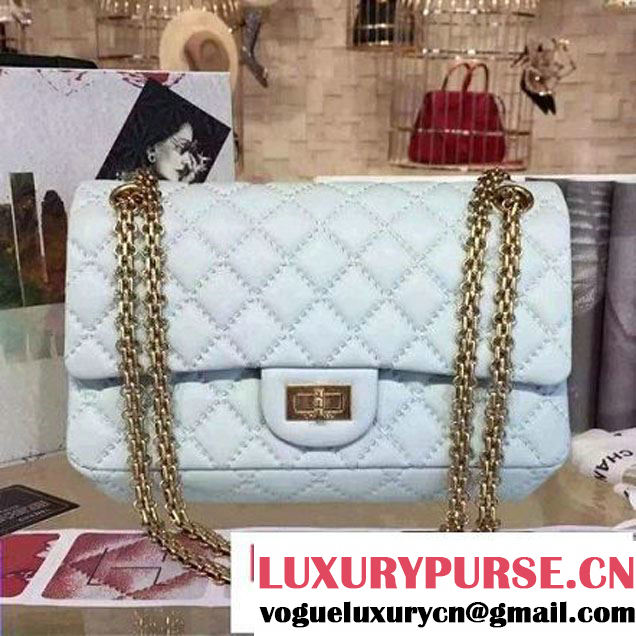 Chanel Large Stitch Calfskin 2.55 Reissue Size 225 Classic Flap Bag Pale Blue 2016 (2A057-6052318 )