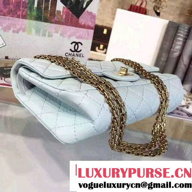 Chanel Large Stitch Calfskin 2.55 Reissue Size 225 Classic Flap Bag Pale Blue 2016 (2A057-6052318 )