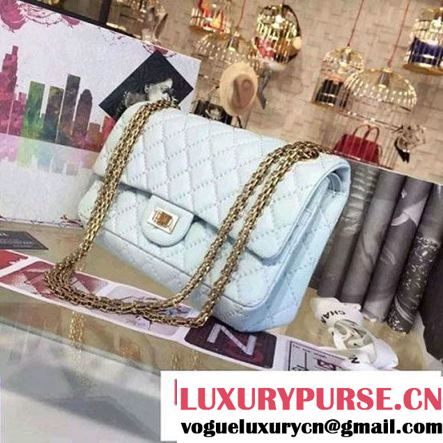 Chanel Large Stitch Calfskin 2.55 Reissue Size 225 Classic Flap Bag Pale Blue 2016 (2A057-6052318 )