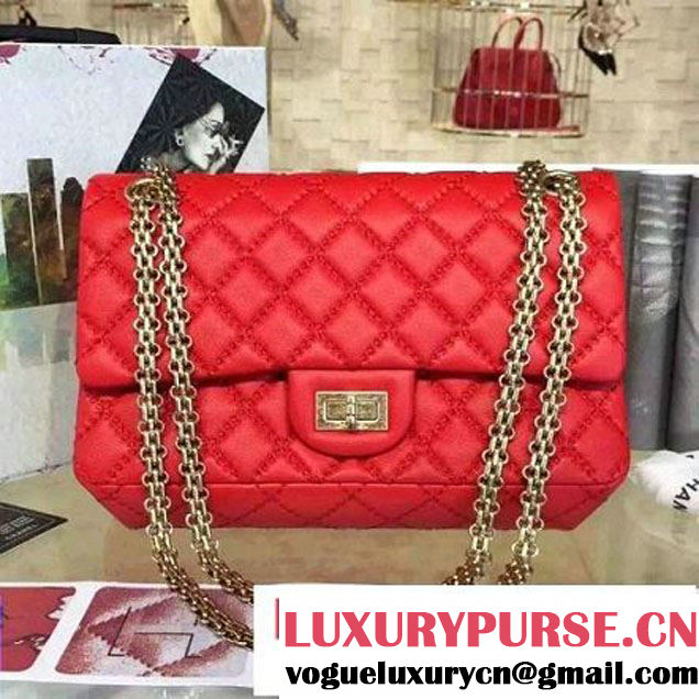 Chanel Large Stitch Calfskin 2.55 Reissue Size 225 Classic Flap Bag Red 2016 (2A057-6052319 )