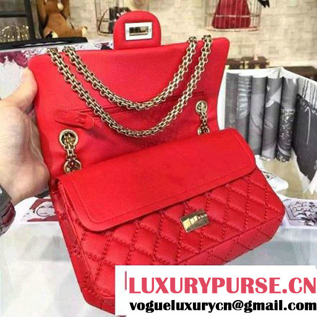Chanel Large Stitch Calfskin 2.55 Reissue Size 225 Classic Flap Bag Red 2016 (2A057-6052319 )