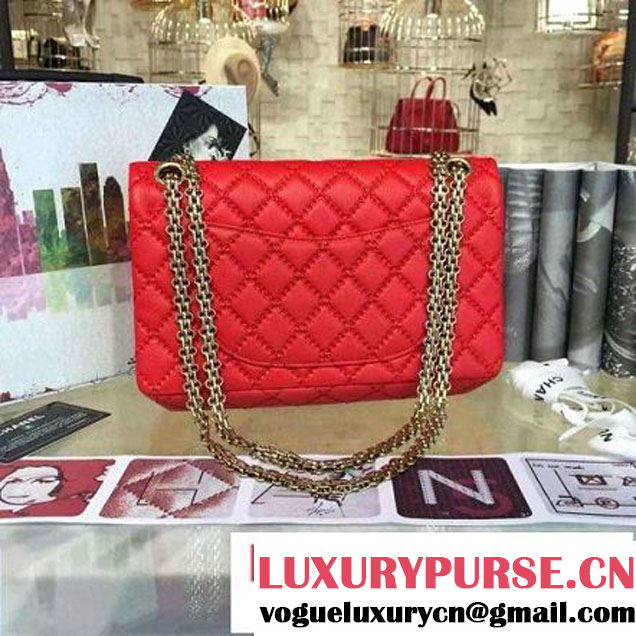 Chanel Large Stitch Calfskin 2.55 Reissue Size 225 Classic Flap Bag Red 2016 (2A057-6052319 )