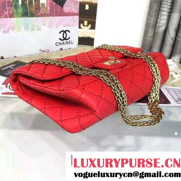 Chanel Large Stitch Calfskin 2.55 Reissue Size 225 Classic Flap Bag Red 2016 (2A057-6052319 )